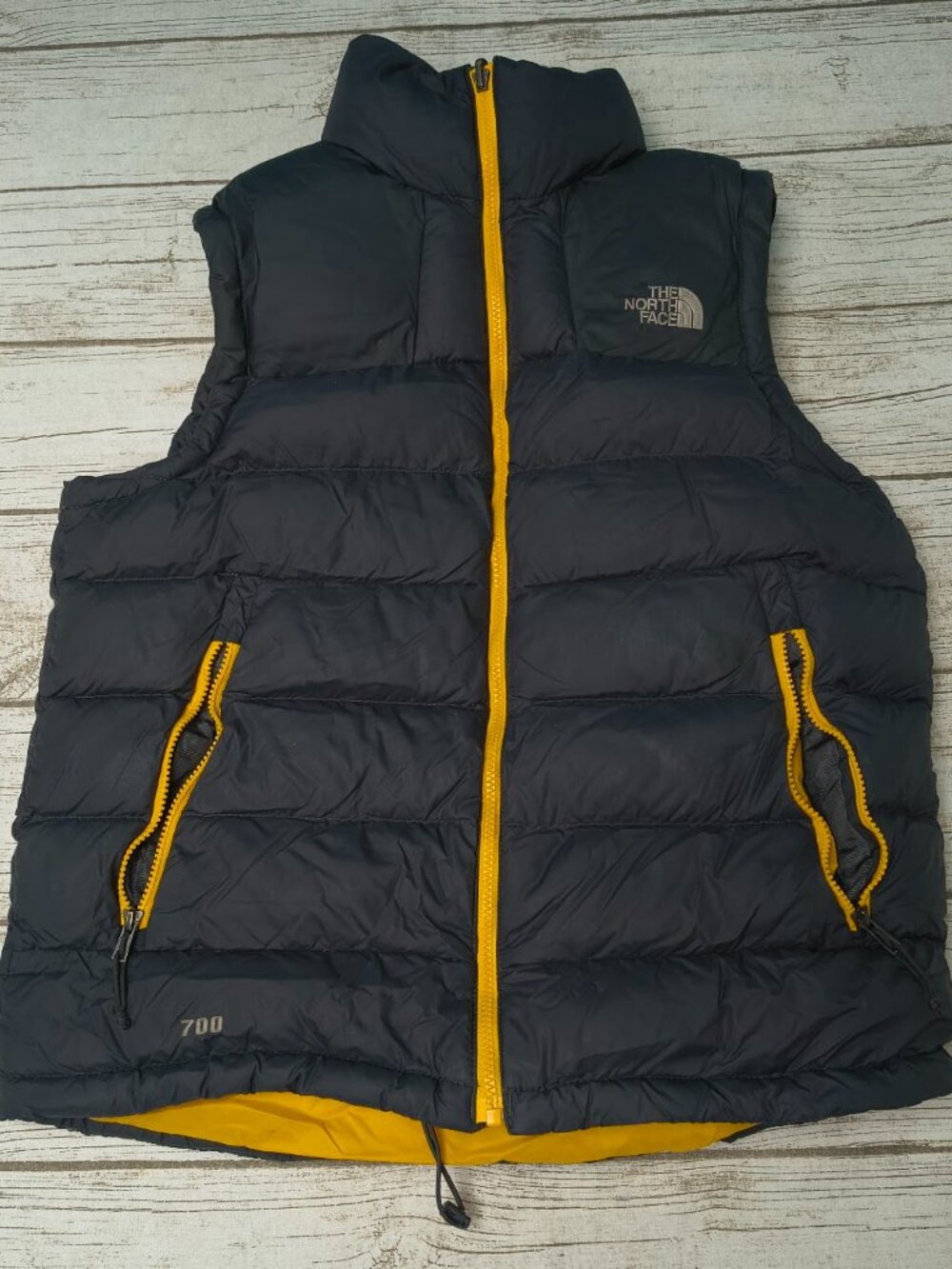 The North Face 700 Fill Down Nuptse Vest Black Yellow Mens Medium Reversible